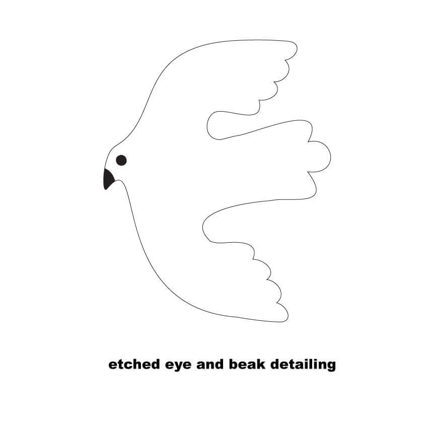 Crafty Cuts Laser ALLMATS Large - Two Pair / NO Hole / Add etching for eye and Beak © Modern Dove - Two Sizes