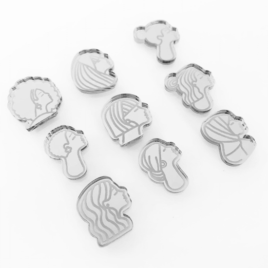 Crafty Cuts Laser  Mirror_etched Hey Ladies - 9 Pair MIX Set