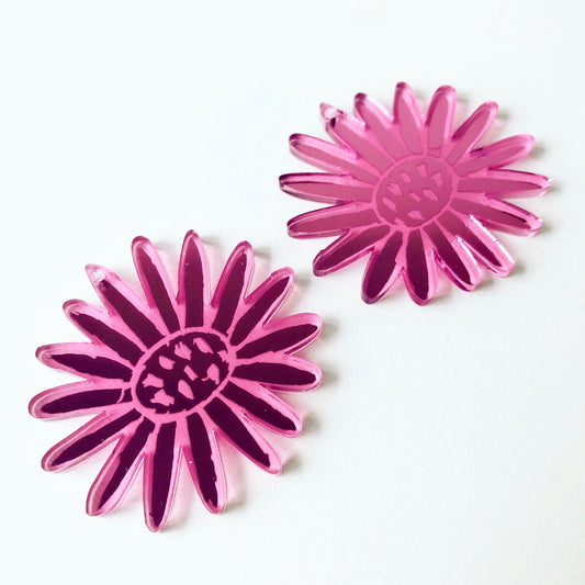 Crafty Cuts Laser Pty Ltd Mirror_set* © Mirror Floret Charms - TWO Pair