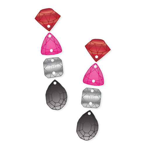 Crafty Cuts Laser  Set_combos Lover - Red/Pink/Silver/Smoke COMBO / Statement Dangle (see image 6) © Fake it till you make it - 4 pair Set  - Mirror