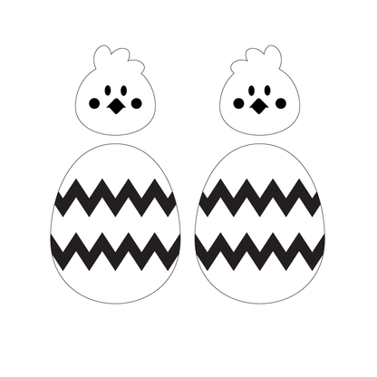 Crafty Cuts Laser TWOPART_stacker_CFILL NO Holes in any parts / Zig Zag - two pairs Chicken and Egg Combo Duo - 2 Pair Set