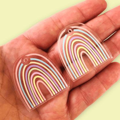 Crafty Cuts Laser  UV_printed Pastel - two pairs 35mm Classic Rainbows - 2 Pair Set