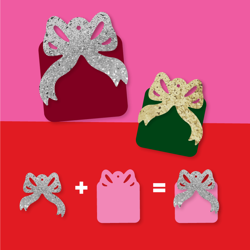 Pretty Package Duo - 3 Pair Set with customizable bows and gift boxes in various sizes and materials.